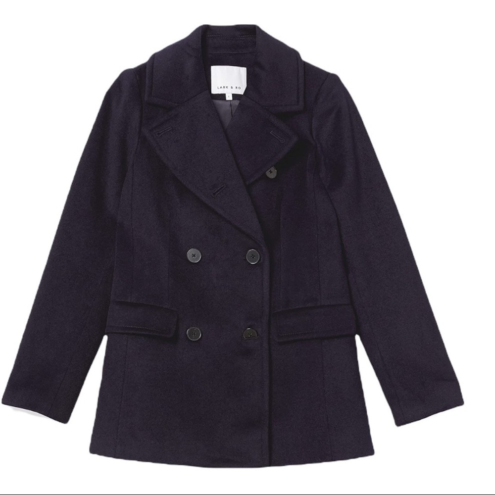 Wool Double Breasted Black Pea Coat